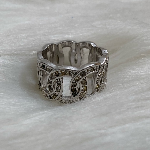 Silver-tone ring with crystals - Picture 3 of 4
